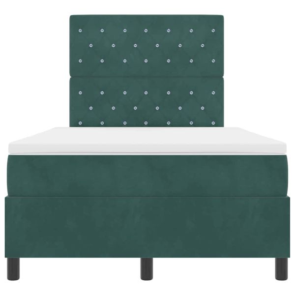 Легло с пружинирана основа Тъмен зелен 120 x 190 cm текстил