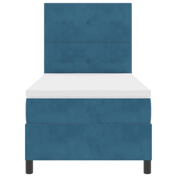 Легло с пружинирана основа Тъмен син 100 x 200 cm текстил