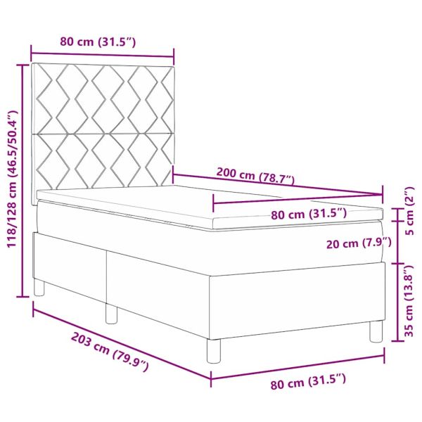 Легло с пружинирана основа Тъмен зелен 80 x 200 cm текстил