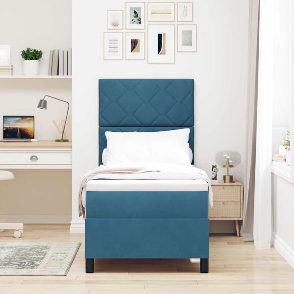 Легло с пружинирана основа Тъмен син 80 x 200 cm текстил