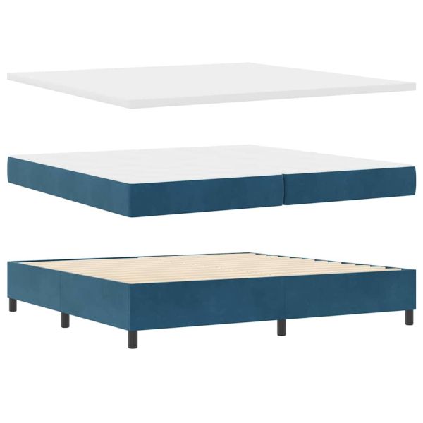 Легло с пружинирана основа Тъмен син 200 x 200 cm текстил