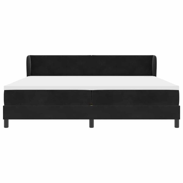 Легло с пружинирана основа с матрак Черно 200 x 200 cm Кадифе