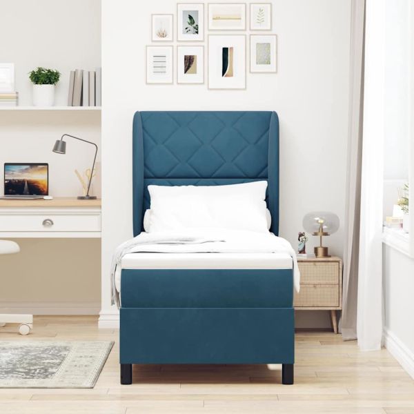 Легло с пружинирана основа Тъмен син 200 x 80 см Полиестер