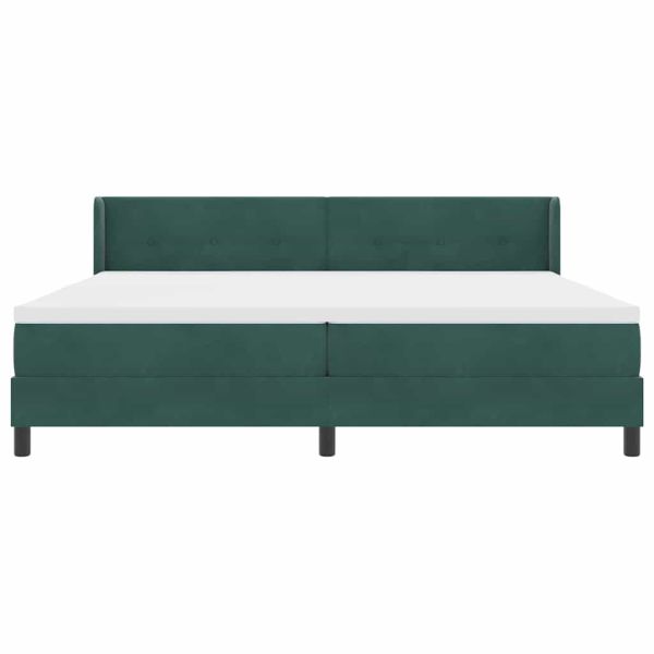 Легло с пружинирана основа Тъмен зелен 200 x 200 cm Полиестер