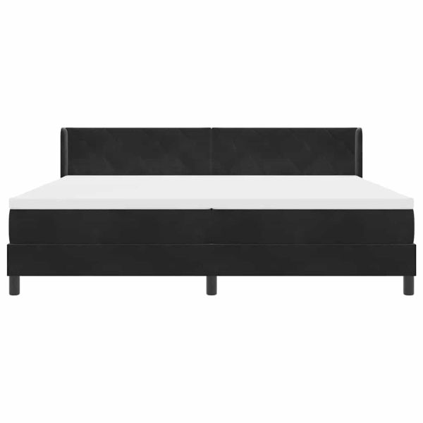 Легло с пружинирана основа Черно 200 x 200 cm Полиестер