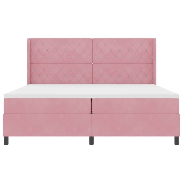 Легло с пружинирана основа с матрак Розово 200 x 200 cm Кадифе