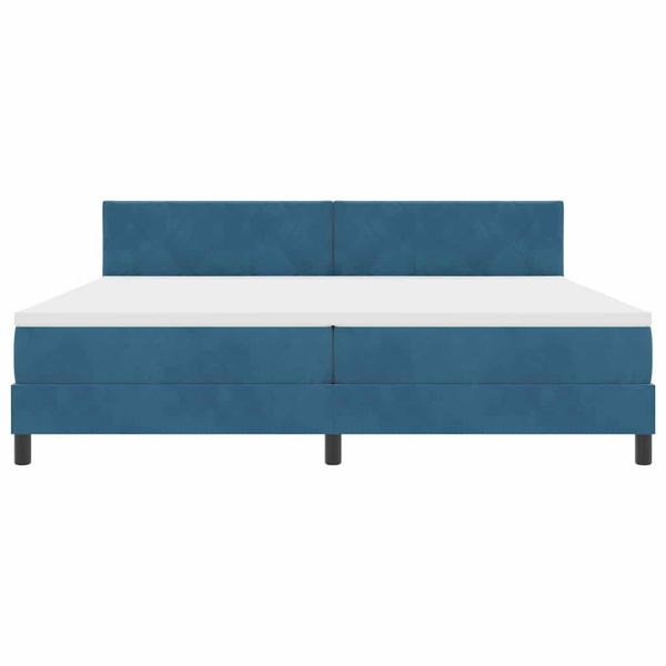 LED кутия за пружини с легло Тъмен син 200 x 200 cm Кадифе