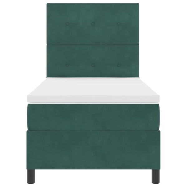 LED кутия за пружини с легло Тъмен зелен 100 x 200 cm текстил