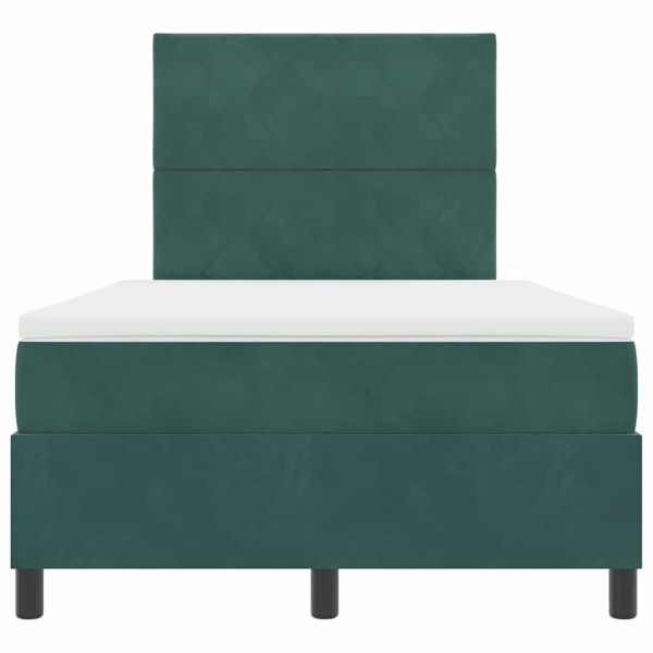 LED кутия за пружини с легло Тъмен зелен 120 x 190 cm текстил