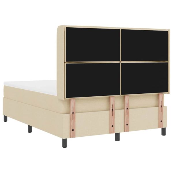 LED кутия за пружини с легло с матрак Крем 140 x 200 cm текстил