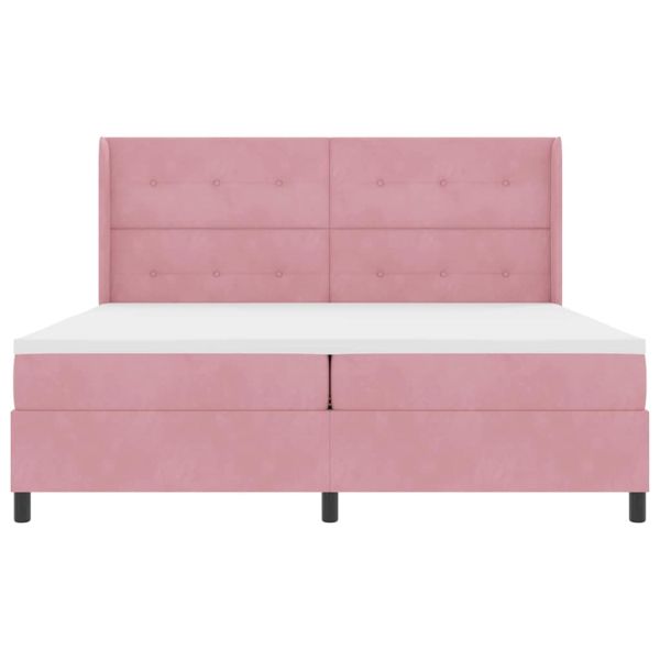 Легло с пружинирана основа с матрак Розово 200 x 200 cm Кадифе