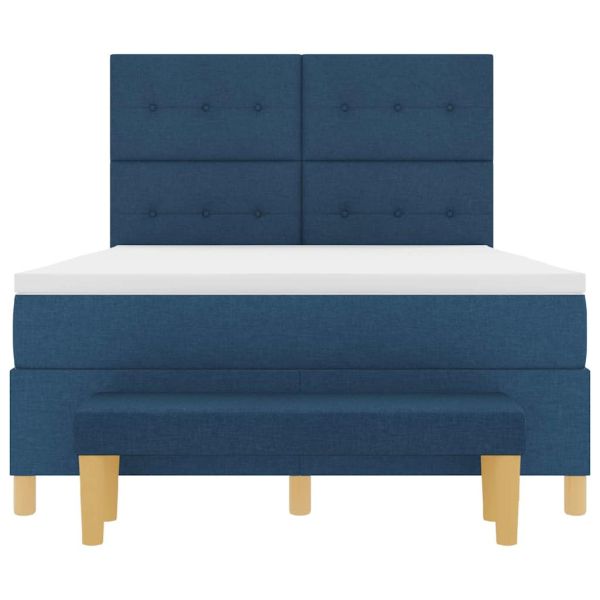 Легло с пружинирана основа с матрак Синьо 140 x 200 cm текстил