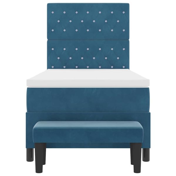 Легло с пружинирана основа Тъмносиньо 100 x 200 cm Кадифе