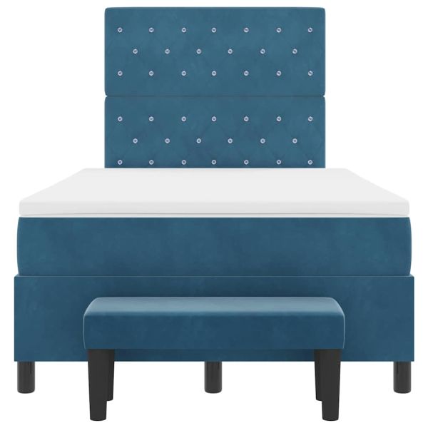 Легло с пружинирана основа Тъмносиньо 120 x 200 cm Кадифе