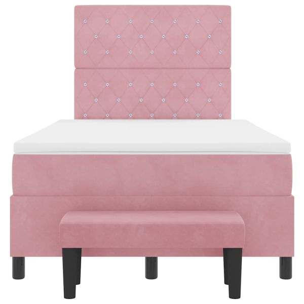 Легло с пружинирана основа с матрак Розово 120 x 200 cm Кадифе