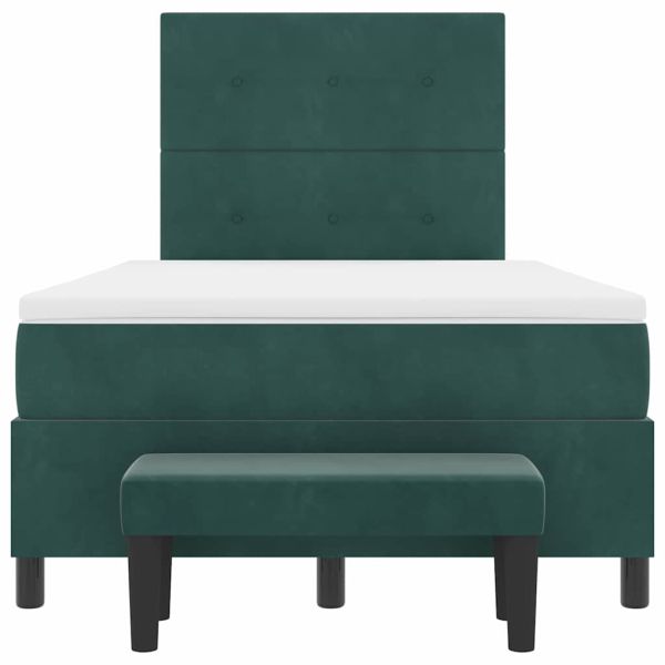 Легло с пружинирана основа Тъмен зелен 120 x 200 cm Кадифе