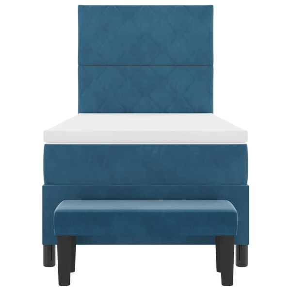 Легло с пружинирана основа Тъмносиньо 100 x 200 cm Кадифе