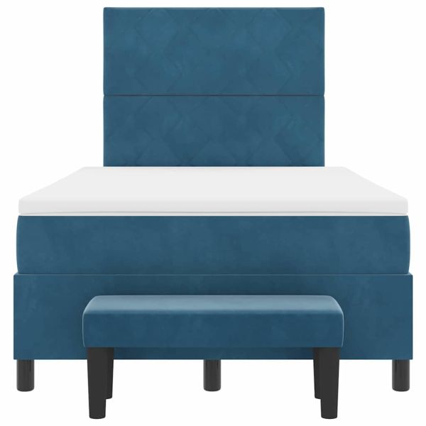 Легло с пружинирана основа Тъмносиньо 120 x 200 cm Кадифе