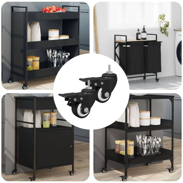 Колела 2 pcs Черно M6 x 37 мм Желязо и найлон