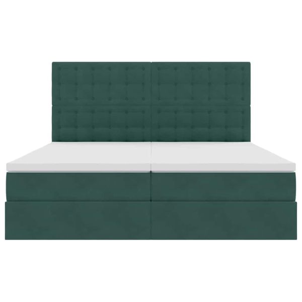 Легло С LED лентисти светлини Тъмен зелен 200 x 200 cm Кадифе