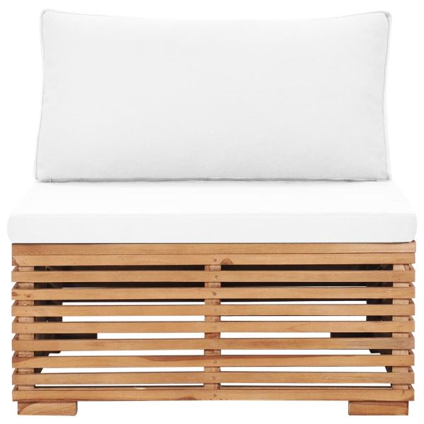 Градински междинен диванен модул кремава възглавница тик масив