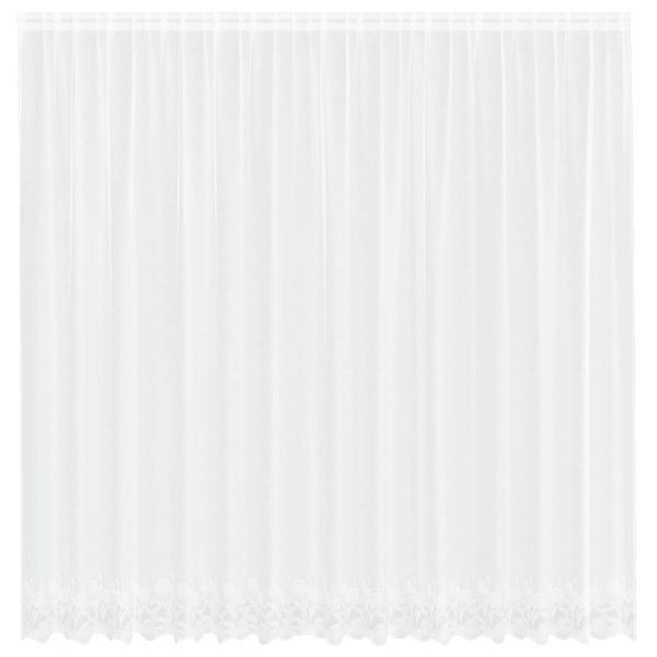 Перде от дантела С завеси Флорален Бяло 200 x 400 cm Полиестер