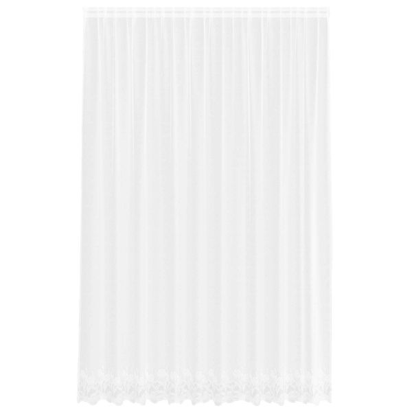 Перде от дантела С завеси Флорален Бяло 300 x 300 cm Полиестер