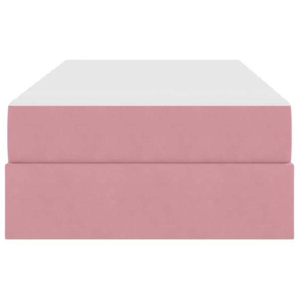 Легло с място за съхранение и матрак Розово 100 x 200 cm Кадифе