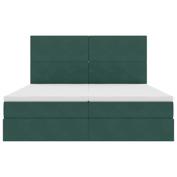 Легло с място за съхранение Тъмен зелен 200 x 200 cm Кадифе
