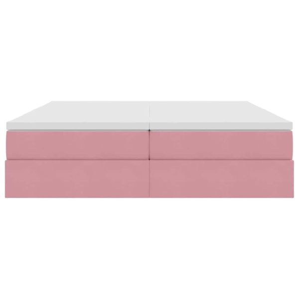Легло с място за съхранение и матрак Розово 200 x 200 cm Кадифе