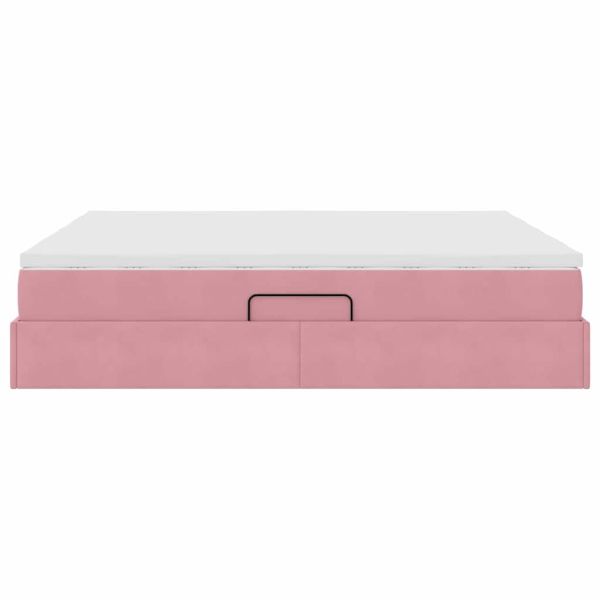 Легло с място за съхранение и матрак Розово 200 x 200 cm Кадифе