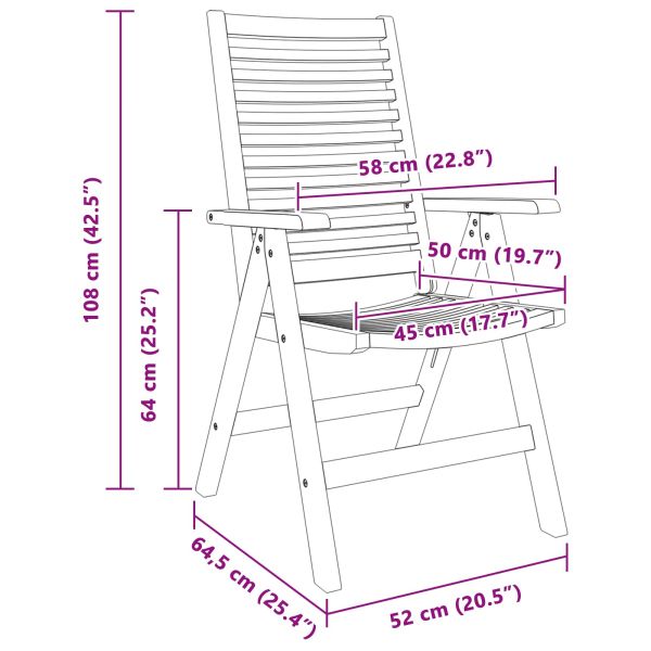 Градински столове 2 pcs Кафяво 52 x 64.5 x 108 см