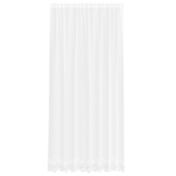 Перде от дантела С завеси Флорален Бяло 280 x 200 см Полиестер