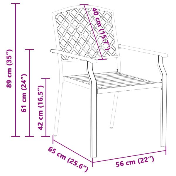 Градински стол 2 pcs Антрацит 56 x 65 x 89 см Стомана