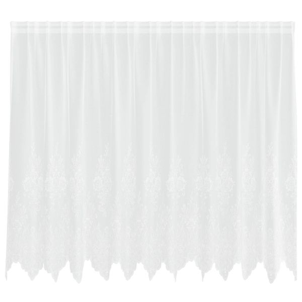 Перде от дантела С завеси Флорален Бяло 180 x 300 cm Полиестер