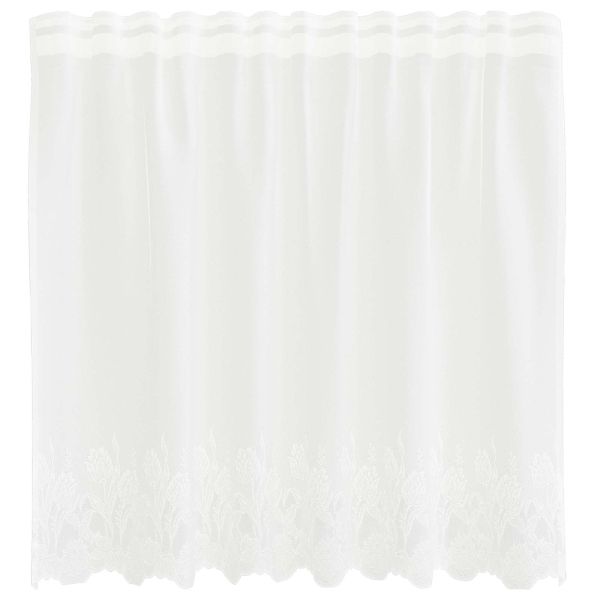 Перде от дантела С завеси Флорален Бяло 100 x 150 cm Полиестер