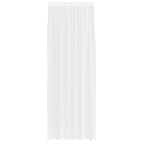 Перде от дантела С завеси Флорален Бяло 260 x 150 см Полиестер