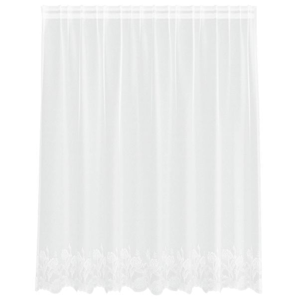 Перде от дантела С завеси Флорален Бяло 140 x 200 cm Полиестер