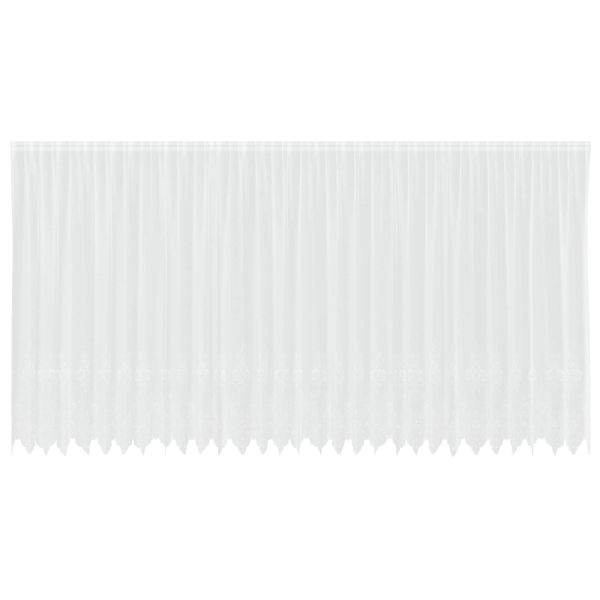 Перде от дантела С завеси Флорален Бяло 240x750см Полиестер