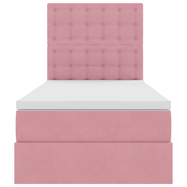 Легло с място за съхранение и матрак Розово 100 x 200 cm Кадифе