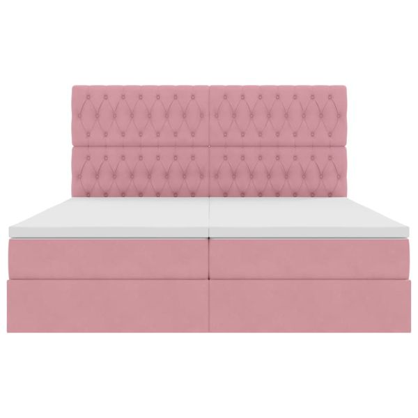 Легло с място за съхранение с матрак Розово 200 x 200 cm Кадифе