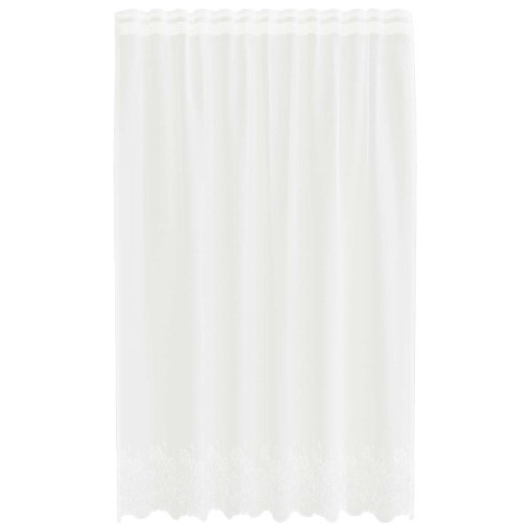 Перде от дантела С завеси Флорален Бяло 140 x 150 cm Полиестер