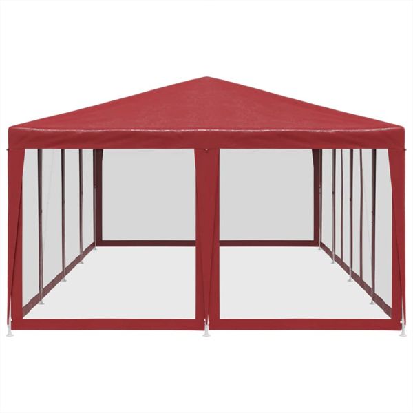 Парти палатка с 12 мрежести странични стени червена 8x4 м HDPE