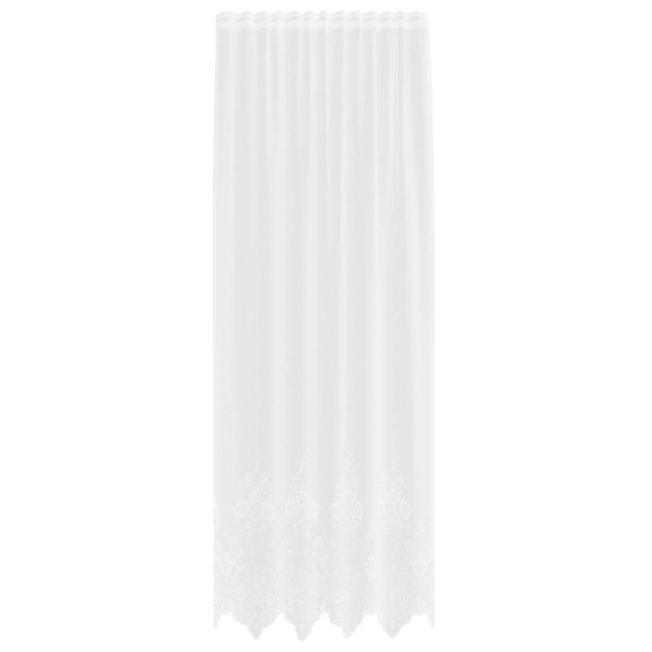 Перде от дантела С завеси Флорален Бяло 300 x 150 cm Полиестер