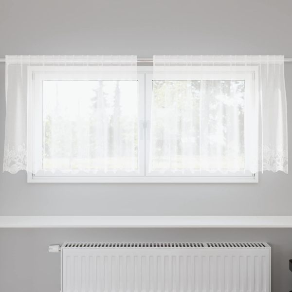 Перде от дантела С завеси Флорален Бяло 80 x 200 cm Полиестер
