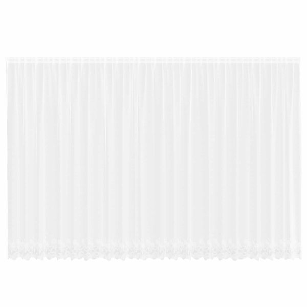 Перде от дантела С завеси Флорален Бяло 200 x 600 cm Полиестер