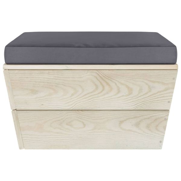 Градински лаундж комплект от палети 3 части с възглавници смърч