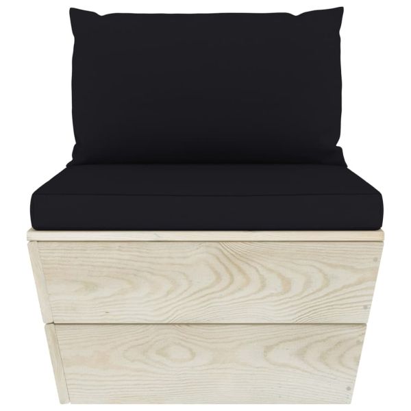 Градински лаундж комплект от палети 6 части с възглавници смърч