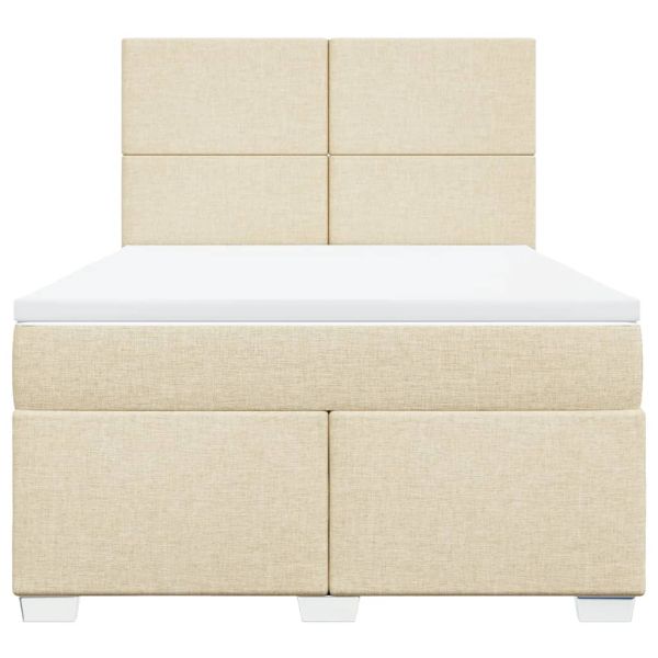 Боксспринг легло с матрак, кремаво, 140x190 см, плат