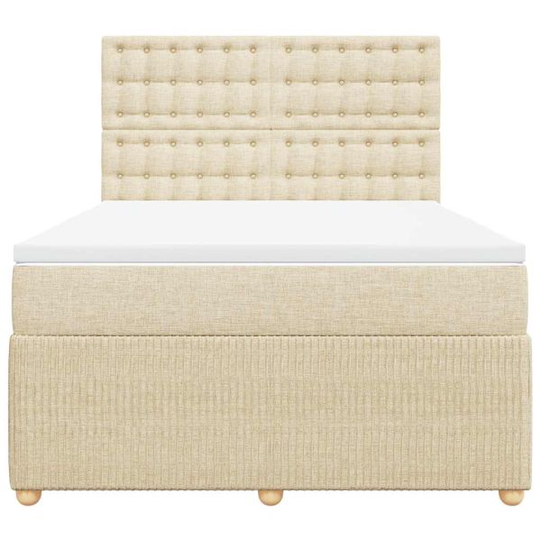 Боксспринг легло с матрак, кремаво, 140x190 см, плат